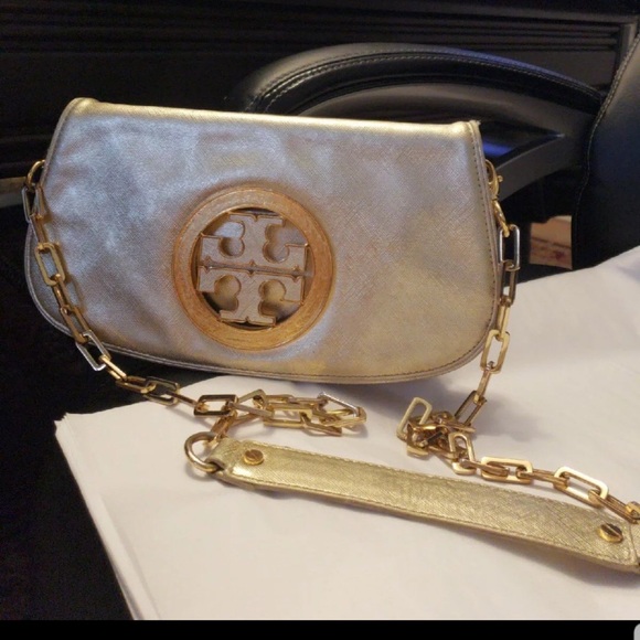 Tory Burch Bags Tory Burch Reva Gold Sling Bag Poshmark